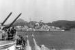 Das deutsche Schlachtschiff Bismarck im Korsfjord am 21. Mai 1941 um 09.00 Uhr morgens.